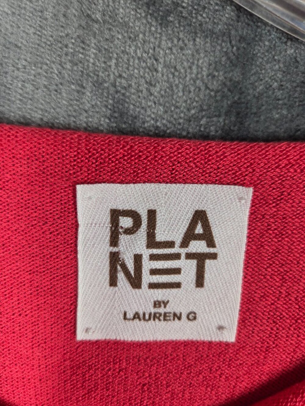 PLANET Lauren G Sweater Womens One Size Red Pullover Top Long Sleeve - Picture 2 of 7